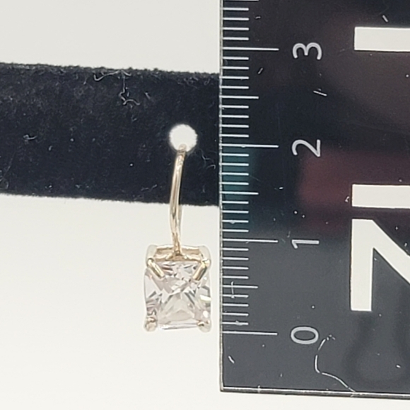 Silver 925 Earrings Rectangular Crystal Leverback Earrings #1208 - Picture 5 of 14